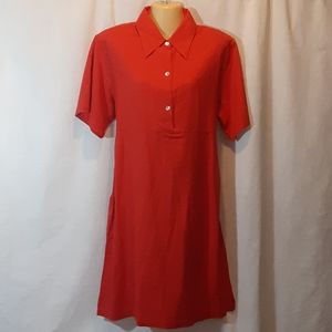 Maria Gabrielle Red Linen Blend Shirt Dress